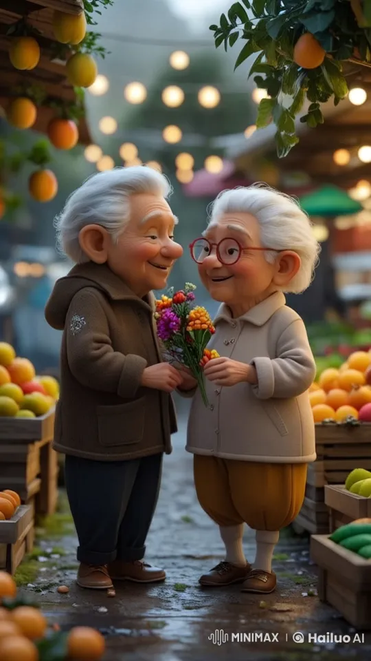Enchanted Elders Dance Through a Colorful Market – AI Generated Video | Hailuo AI