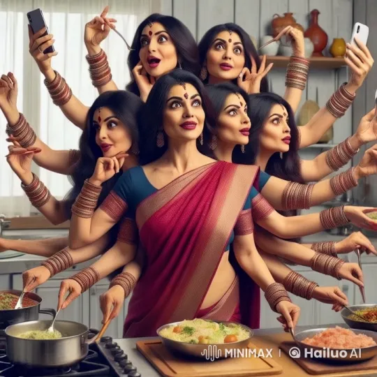 Multitasking Indian Woman Cooks with Extraordinary Efficiency – AI Generated Video | Hailuo AI