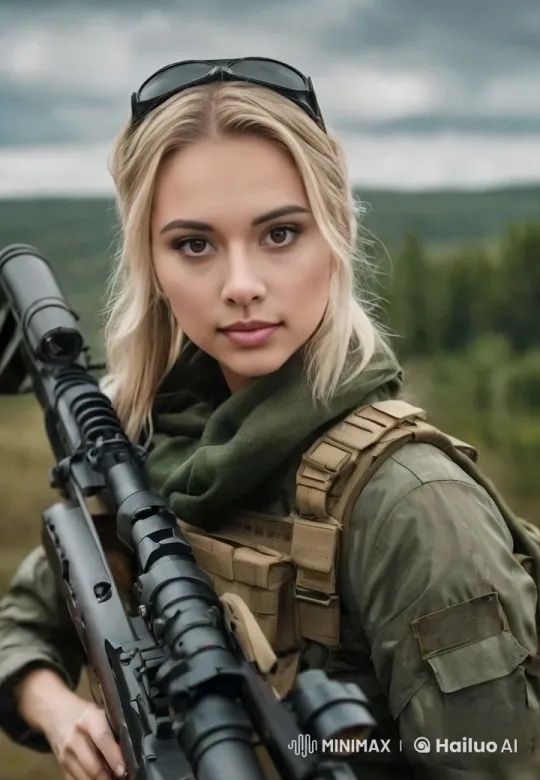 Female Sniper in Serene Landscape, Ready for Action – AI Generated Video | Hailuo AI