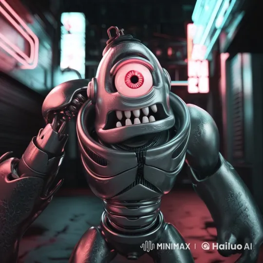Futuristic Robot Poses in Neon-Lit Alley – AI Generated Video | Hailuo AI