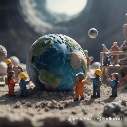 Magical Animated Construction Scene with Floating Animal – AI Generated Video | Hailuo AI