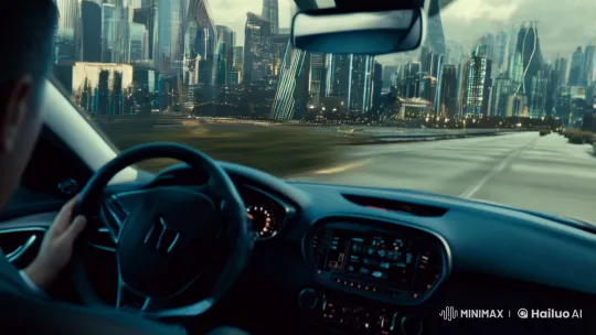High-Speed Chase in Futuristic Cityscape – AI Generated Video | Hailuo AI