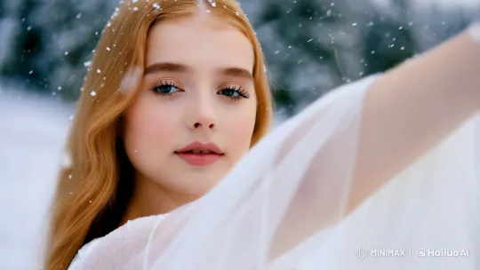 Enchanting Dancer in Snowy Dreamscape – AI Generated Video | Hailuo AI