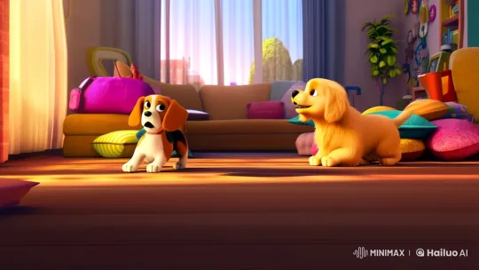 Golden Retrievers and Beagles: A Whimsical Playful Adventure – AI Generated Video | Hailuo AI