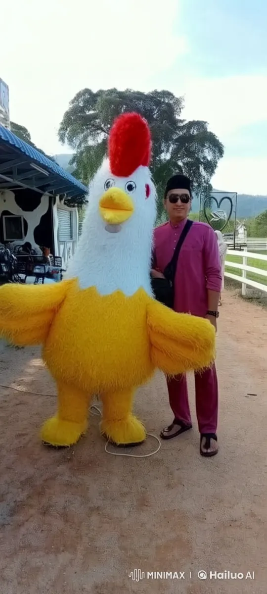 Live2D Video: Chicken Mascot and Pink Character Kungfu Sparring – AI Generated Video | Hailuo AI