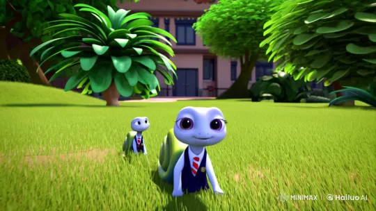 Adorable Snail Friends Journey to School in Lush Landscape – AI Generated Video | Hailuo AI