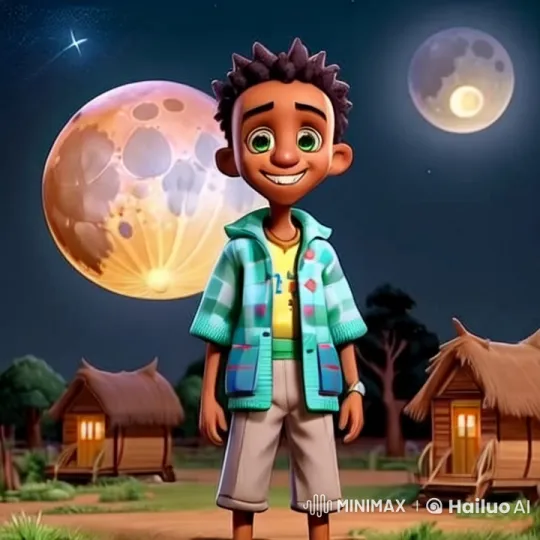 Somali Boy Sneaks Out at Night, Capturing Village Serenity – AI Generated Video | Hailuo AI