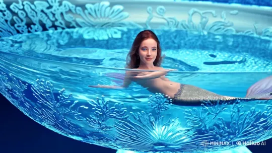 Mermaid Glides Gracefully in 4K Cinematic Water Cup Scene – AI Generated Video | Hailuo AI