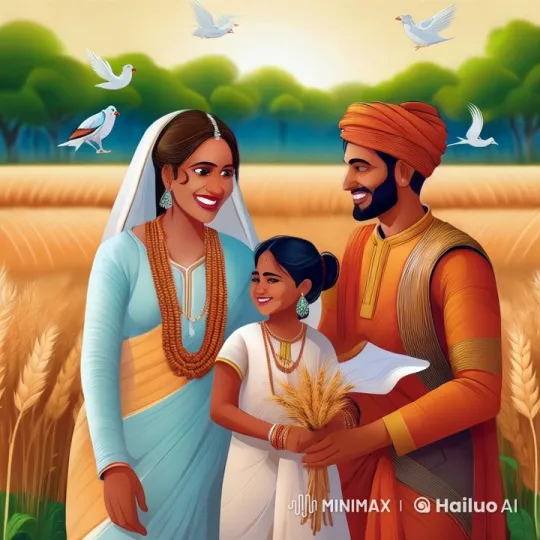 Radha in Serene Wheat Fields with Family – AI Generated Video | Hailuo AI
