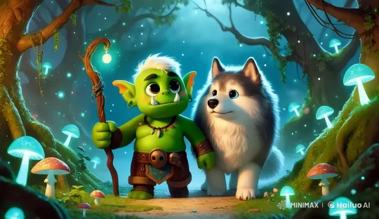 Goblin and Dog Walk Through Enchanted Forest – AI Generated Video | Hailuo AI