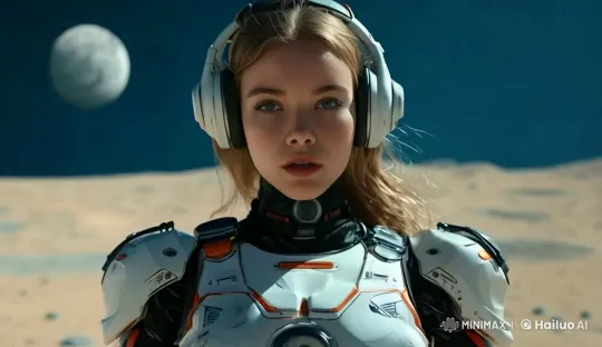 Robotic Girl Strolls Gracefully on the Moon – AI Generated Video | Hailuo AI