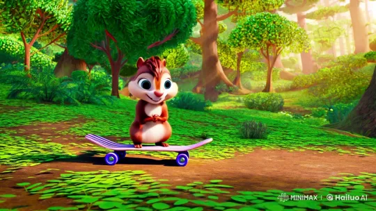 Adventurous Chipmunk Skates Through Forest – AI Generated Video | Hailuo AI