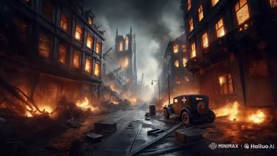 Chaos in a War-Torn City Street – AI Generated Video | Hailuo AI