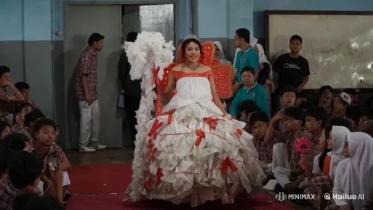 Student Showcase at School Fashion Show with Elaborate Dress – AI Generated Video | Hailuo AI