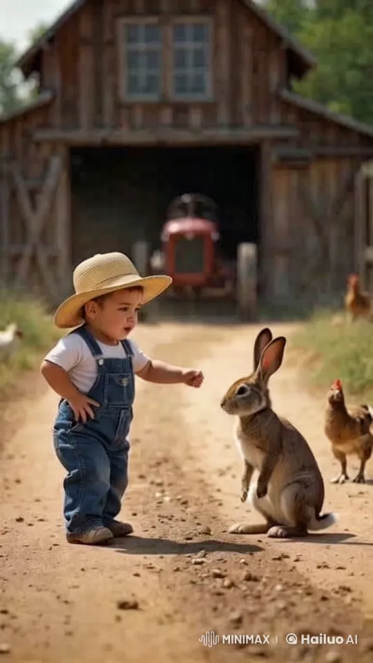 Determined Kid Battles Clever Jumping Rabbit – AI Generated Video | Hailuo AI