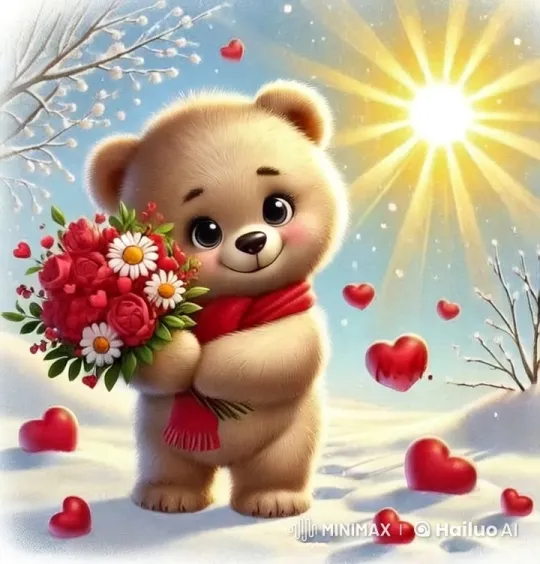 Joyful Teddy Bear Sings in Snowy Winter Wonderland – AI Generated Video | Hailuo AI