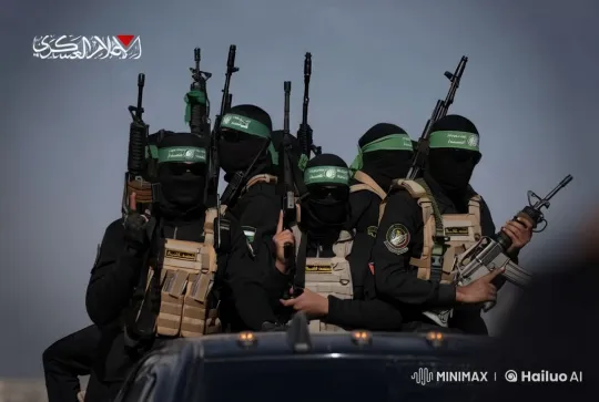 Armed Men in Tactical Gear Stand Ready in Gaza City – AI Generated Video | Hailuo AI