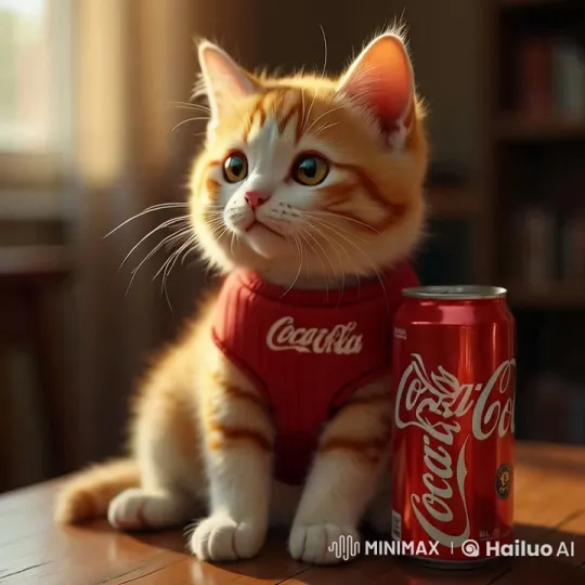 Cat Laughs After Sneezing Coca-Cola – AI Generated Video | Hailuo AI
