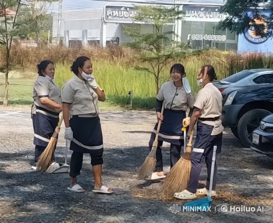 Women Perform Kungfu with Brooms in Parking Lot – AI Generated Video | Hailuo AI