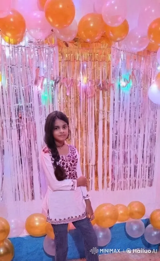 Young Girl Celebrates Birthday with Festive Pose and Kiss – AI Generated Video | Hailuo AI