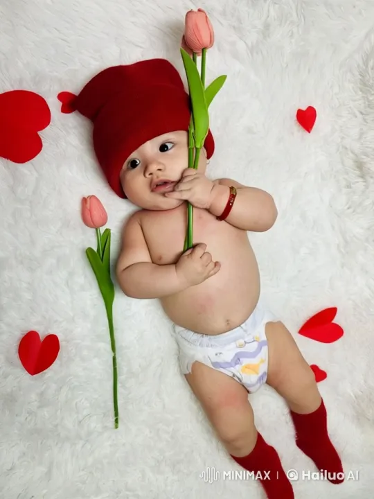 Baby in Red Beanie Performs Kung Fu with Tulips – AI Generated Video | Hailuo AI