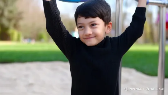 Joyful Boy Performing Gymnastics in Park – AI Generated Video | Hailuo AI