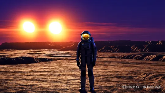 Astronaut in Solitude Amidst Cosmic Majesty – AI Generated Video | Hailuo AI
