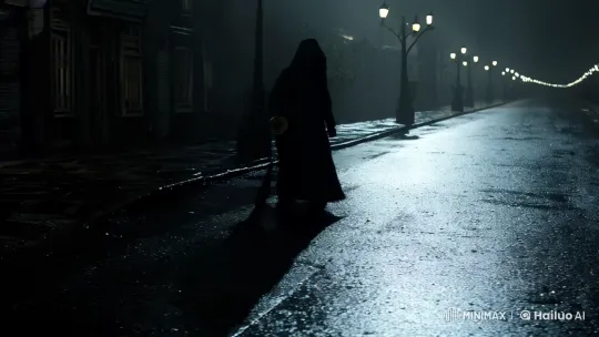 Shadowed Protagonist with Samurai Sword in Atmospheric Night Setting – AI Generated Video | Hailuo AI