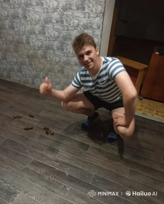 Live2D Animation: Man Eats and Dances in Stone-Wallpapered Room – AI Generated Video | Hailuo AI