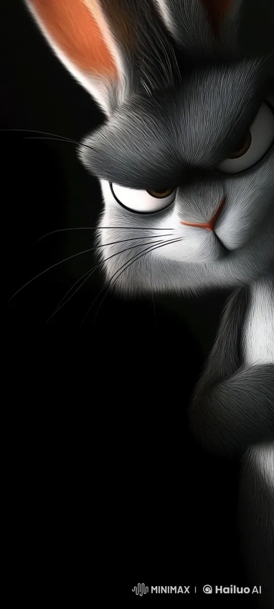 Animated Gray Rabbit Greets with Charm in Live2D – AI Generated Video | Hailuo AI