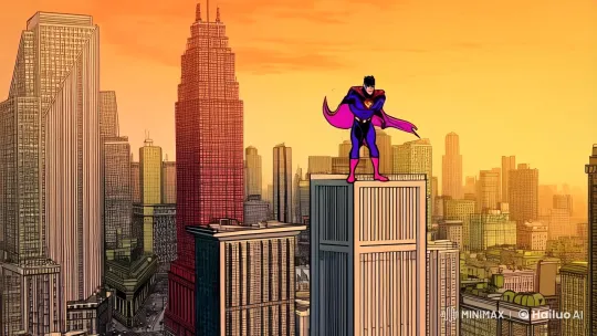Dynamic Superhero Launches in Vibrant Animated Sequence – AI Generated Video | Hailuo AI