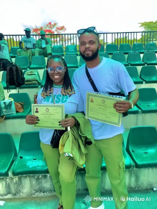 Couple Celebrates Milestone with Embrace and Kiss in NYSC Uniforms – AI Generated Video | Hailuo AI