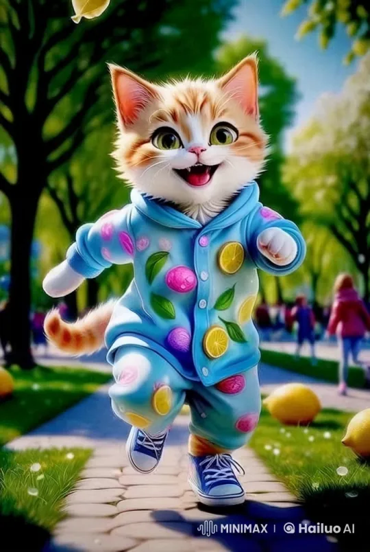 Colorful Cat Dances Joyfully in Enchanting Park – AI Generated Video | Hailuo AI