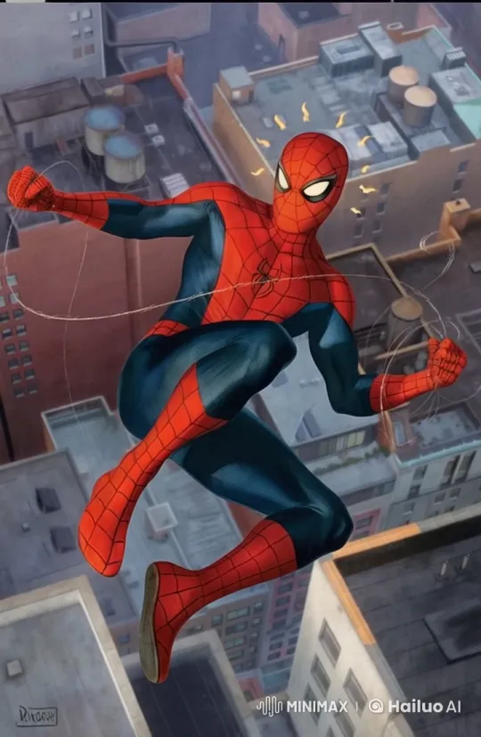 Spiderman Swings Through Cityscape in Live2D Animation – AI Generated Video | Hailuo AI