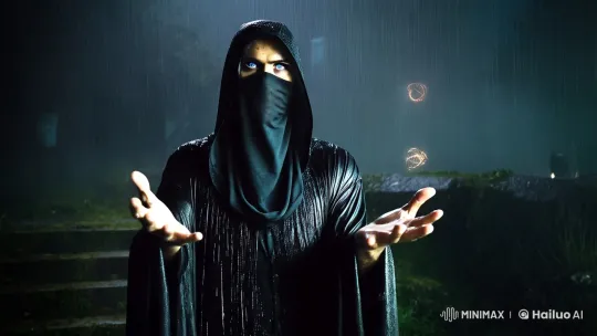 Mysterious Hooded Figure Conjures Magic in Misty Atmosphere – AI Generated Video | Hailuo AI