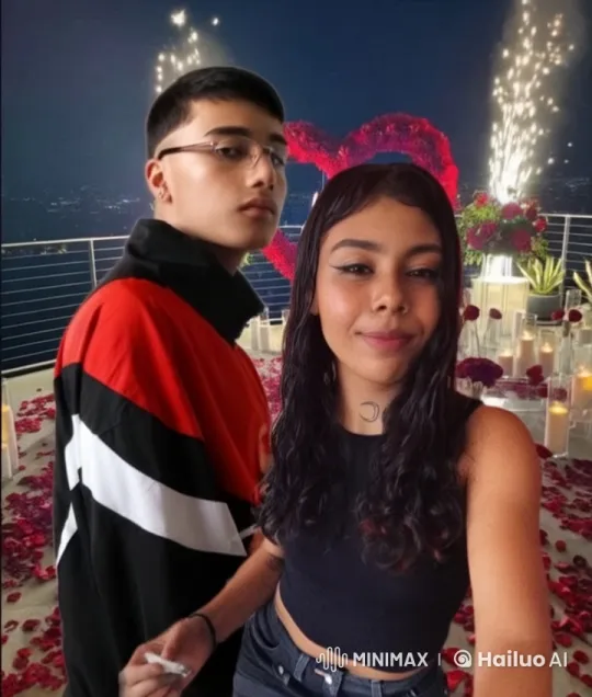 Romantic Terrace Encounter with Sparkling Affection – AI Generated Video | Hailuo AI