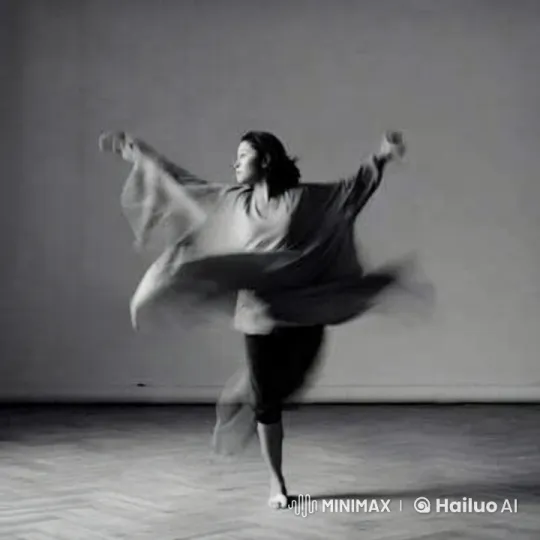 Dancer Twirls Amidst Distant Explosion Chaos – AI Generated Video | Hailuo AI