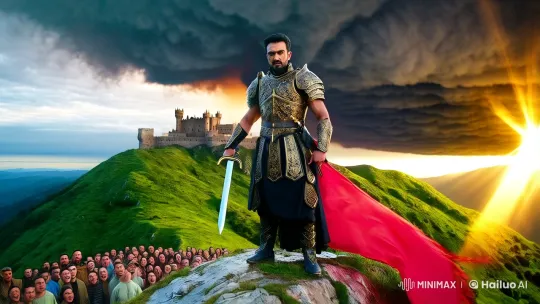 Babak Khorramdin: Hero of Azerbaijan Amidst Stormy Majesty – AI Generated Video | Hailuo AI