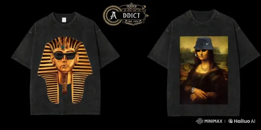 Animated Pharaoh and Mona Lisa Tees with Smoking Effects – AI Generated Video | Hailuo AI