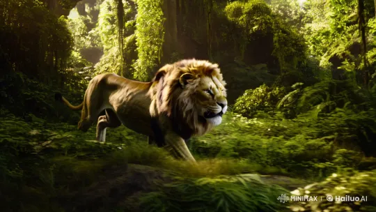 Majestic Lion in Golden Jungle Run – AI Generated Video | Hailuo AI