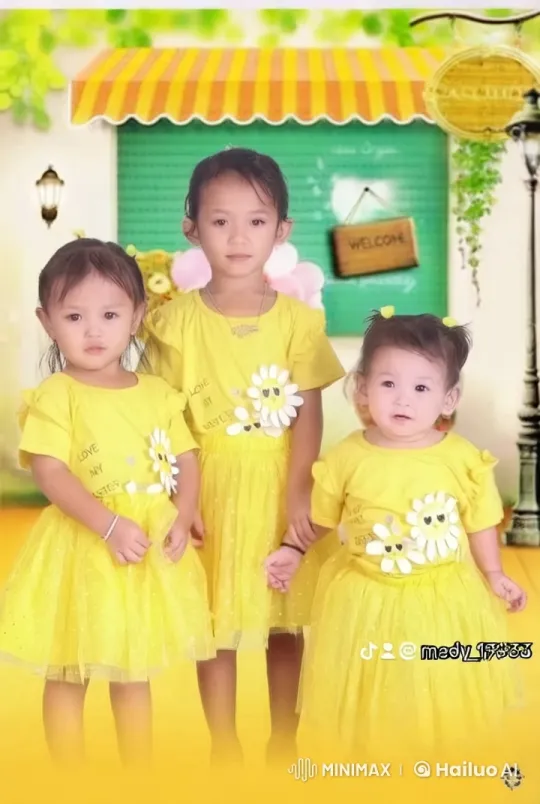Three Sisters in Yellow Dresses Celebrate Sibling Love – AI Generated Video | Hailuo AI