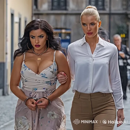 Two Women Walk Down City Street, One Handcuffed – AI Generated Video | Hailuo AI