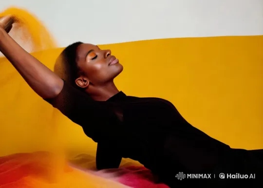 Live2D Video: Black Model in Desert, Focused on Eye – AI Generated Video | Hailuo AI