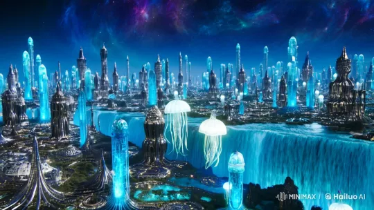 Vision of Floating Cities and Biomechanical Dragons – AI Generated Video | Hailuo AI