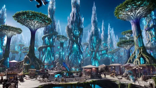 Futuristic Cityscape Blends Technology with Nature – AI Generated Video | Hailuo AI