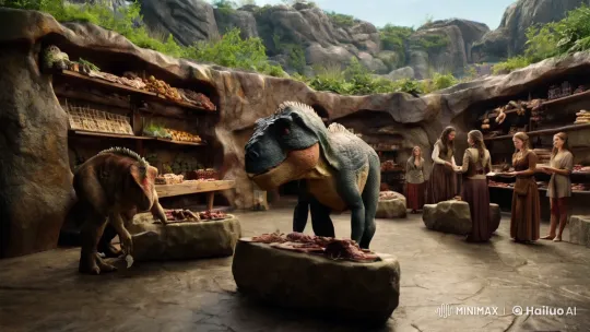 Prehistoric Supermarket: Dinosaur Clerks and Shoppers – AI Generated Video | Hailuo AI