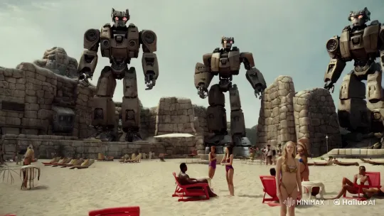 Primitive Future: Prehistoric Resort Meets Stone Transformers – AI Generated Video | Hailuo AI