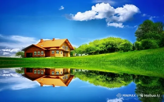Countryside Idyll: Brick House Amidst Rain and Rustling Nature – AI Generated Video | Hailuo AI
