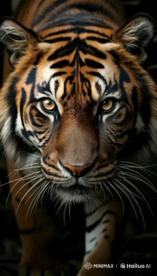 Majestic Tiger Enters House with Grace and Gentleness – AI Generated Video | Hailuo AI