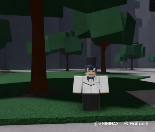 Animated Chase: Formal Character Evades Gorilla in Park – AI Generated Video | Hailuo AI